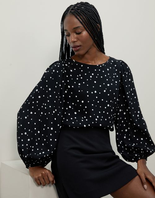 Blusa ampla poá aquarela