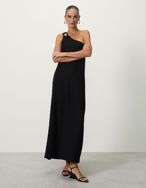 Vestido malha detalhe ombro