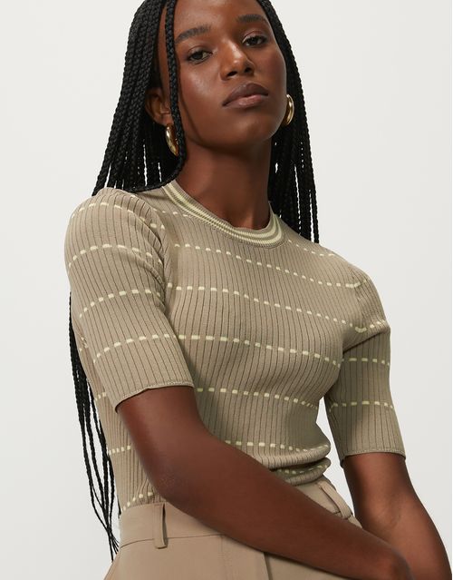 Blusa tricot listra pontilhada