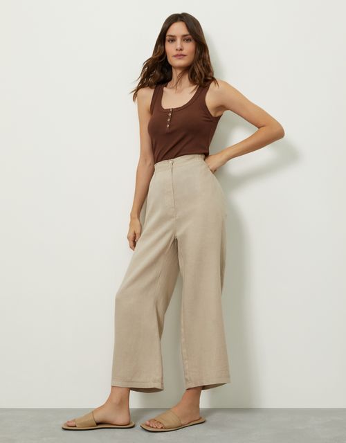 Calça reta de linho
