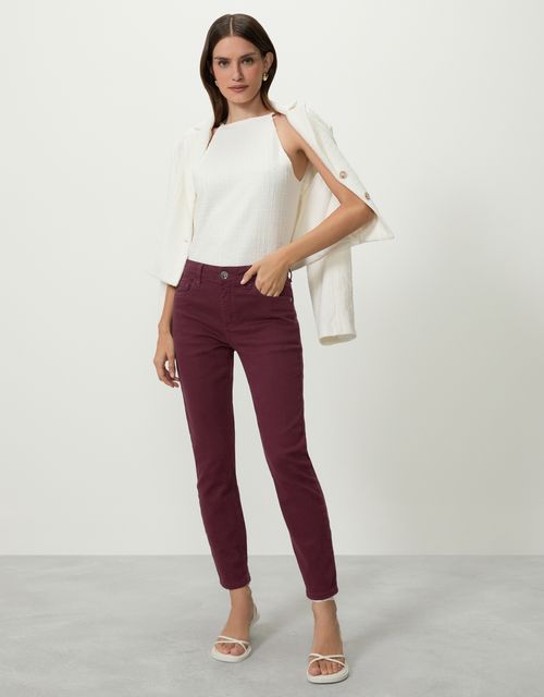 Calça jeans skinny color hibisco