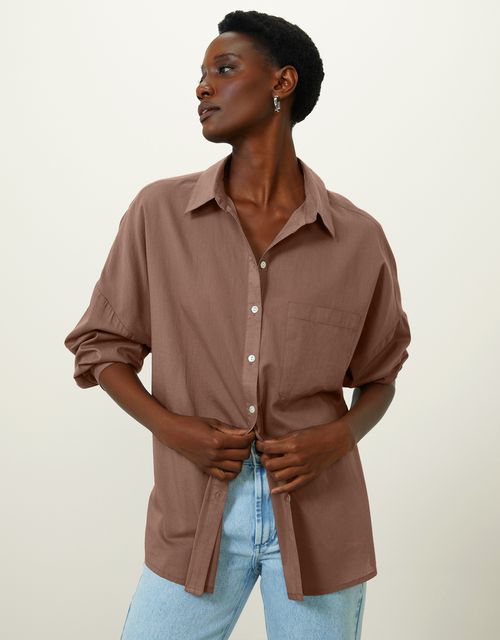 Camisa voil ampla cinza