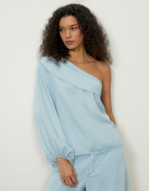 Blusa franzido liocel jeans