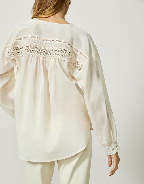 Camisa voil de algodão areia