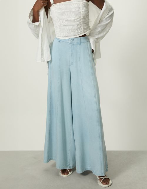 Calça jeans liocel wide