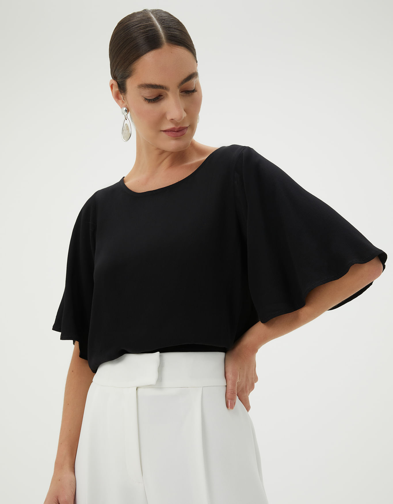 Blusa manga kimono preta blusas SHOULDER