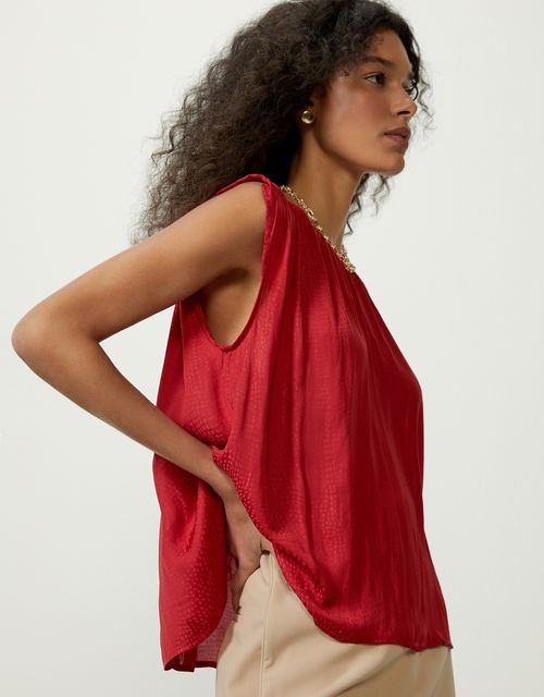 Blusa sem manga acetinada
