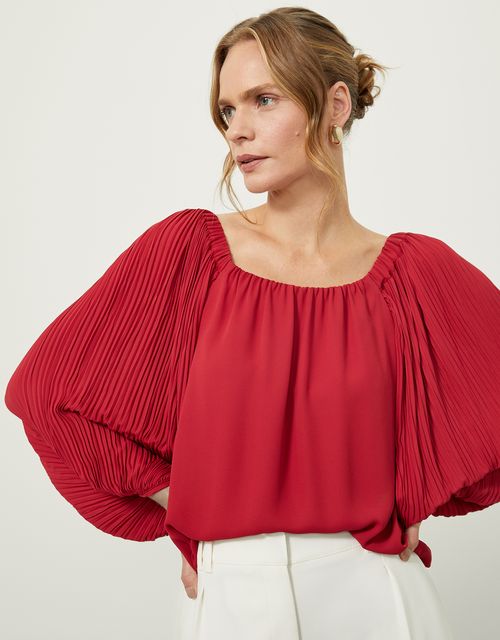 Blusa manga plissada