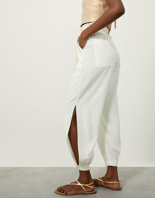 Calça harém com faixa