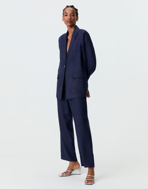 Calça linho alfaiatada azul