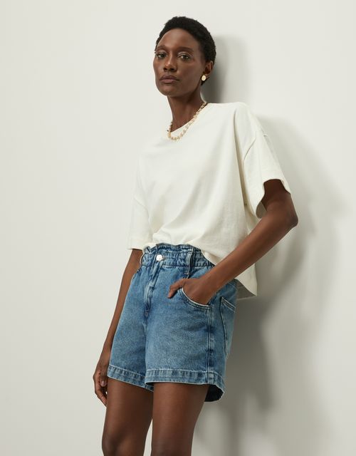 Shorts jeans elástico cós