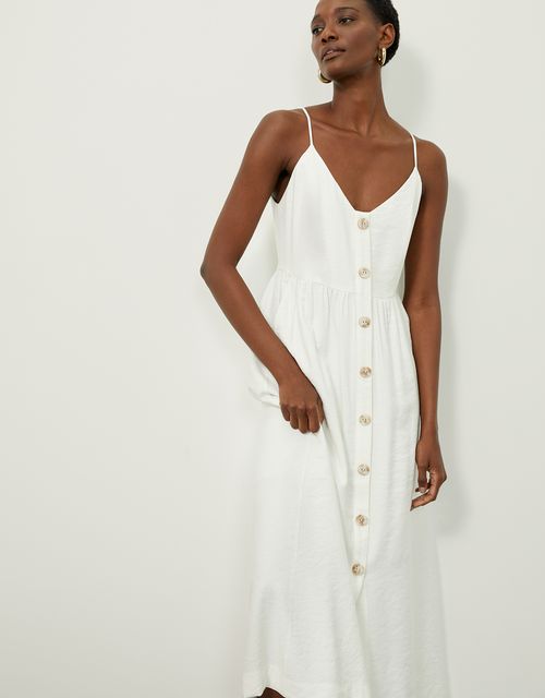 Vestido evasê com botões