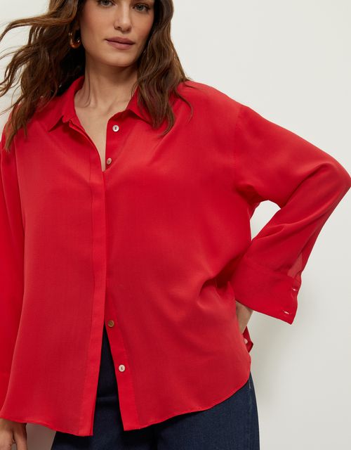 Camisa de seda ampla vermelha
