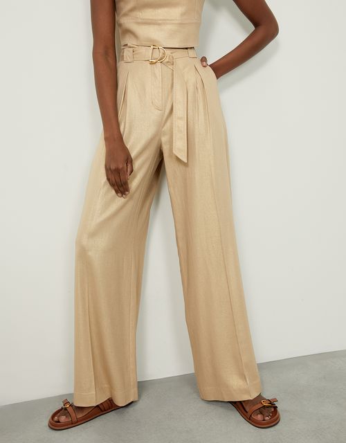 Calça pantalona com pregas