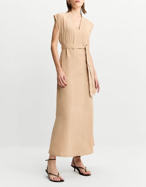 Vestido reto com cinto amarração