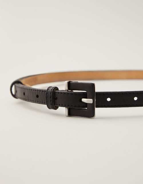 Cinto fino preto fivela quadrada