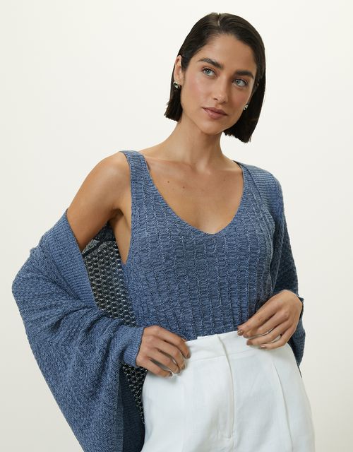 Regata tricot textura azul