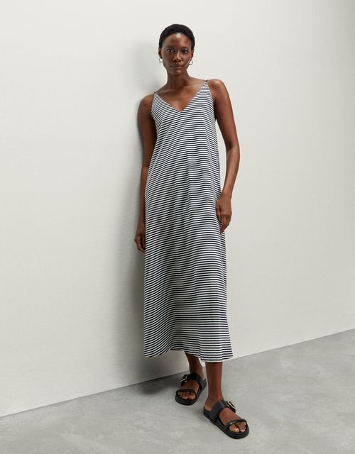 Vestido malha listrado amarração