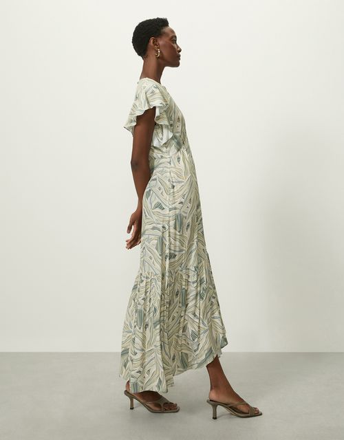 Vestido folhagem giz