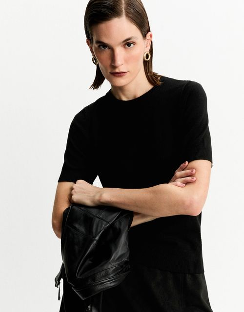 T-shirt tricot básico preto