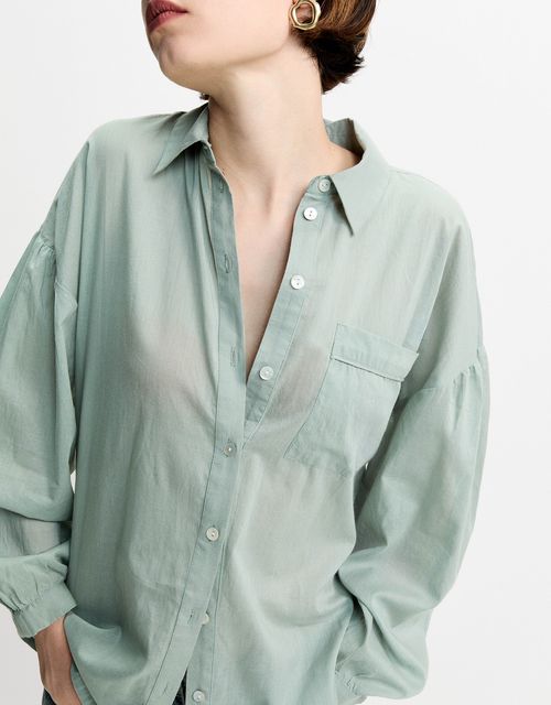 Camisa voil manga longa verde