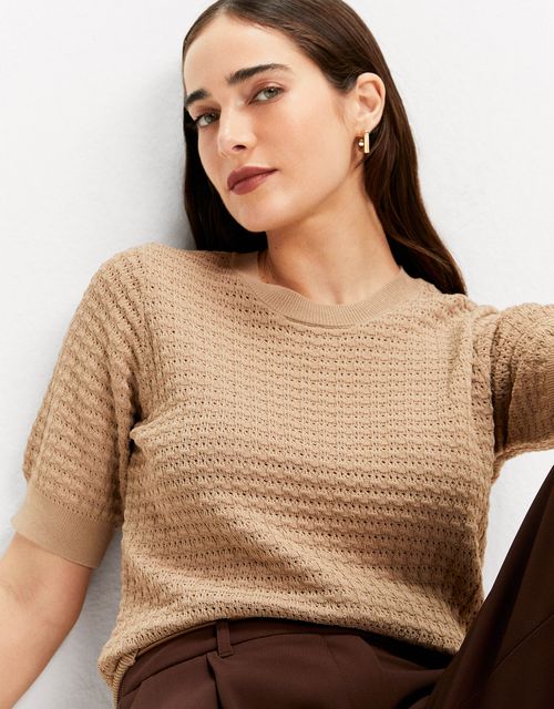 Blusa tricot textura khaki