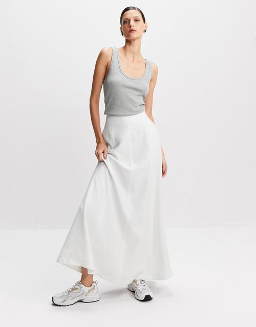 Saia evasê recortes off white
