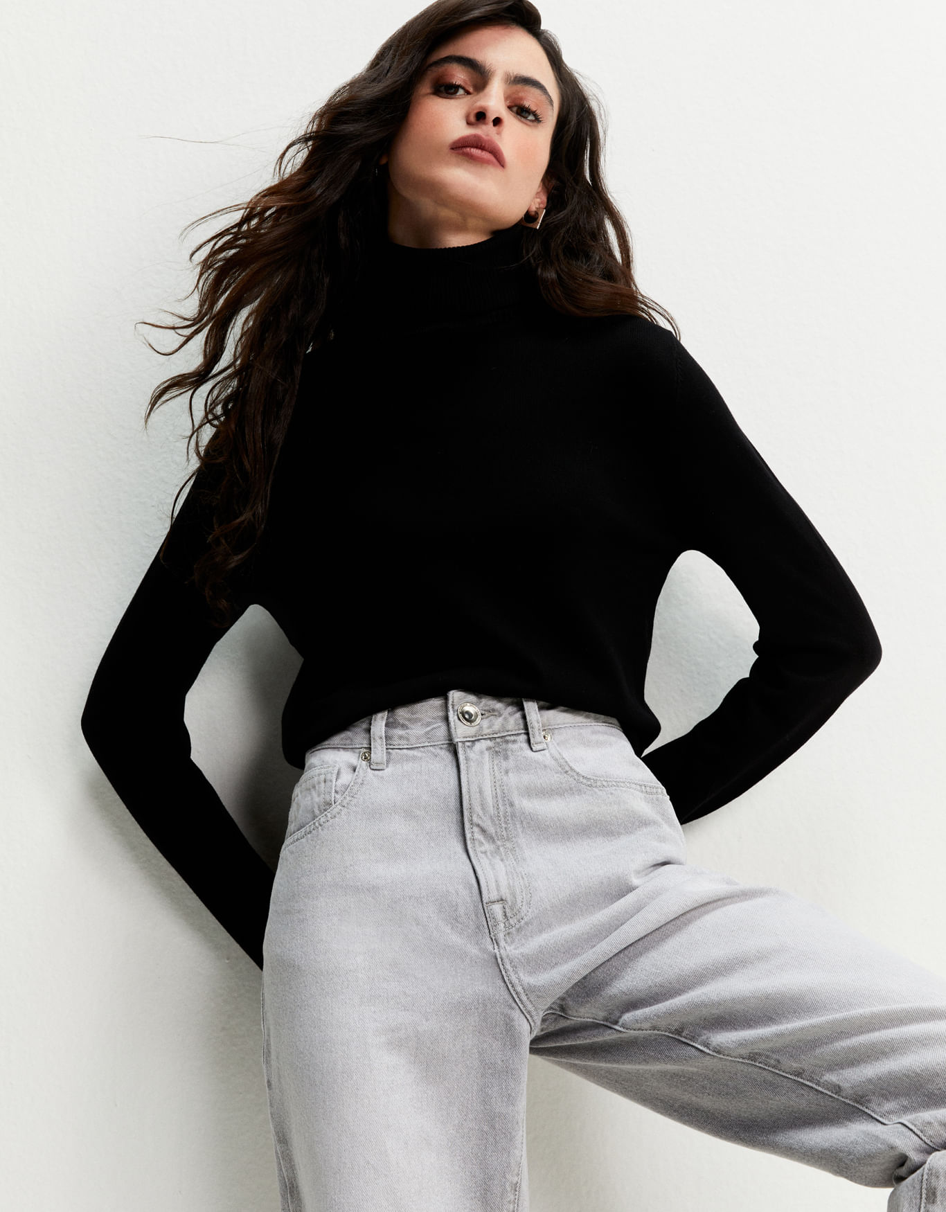 Calça jeans reta cinza