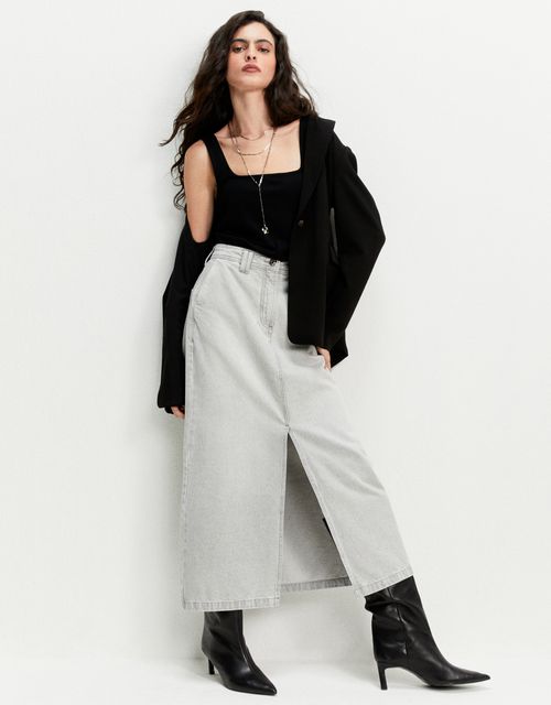 Saia jeans cinza