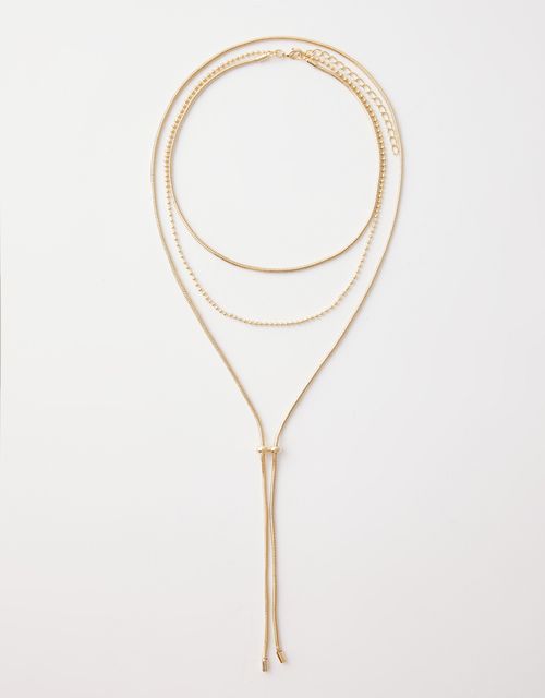Conjunto de colares gravatinha dourado