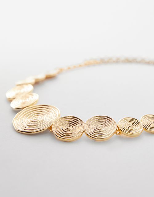 Colar curto texturizado metal dourado