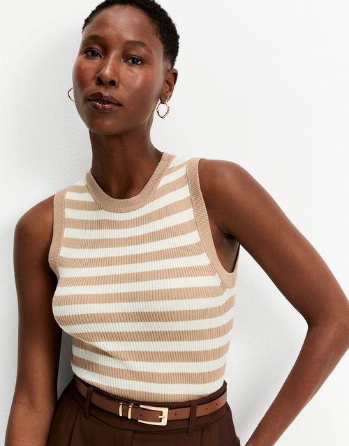 Regata tricot listrada khaki