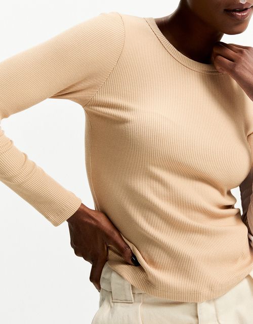 Blusa malha manga longa khaki