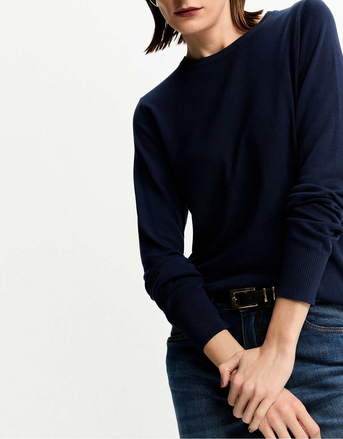 Blusa tricot básico azul