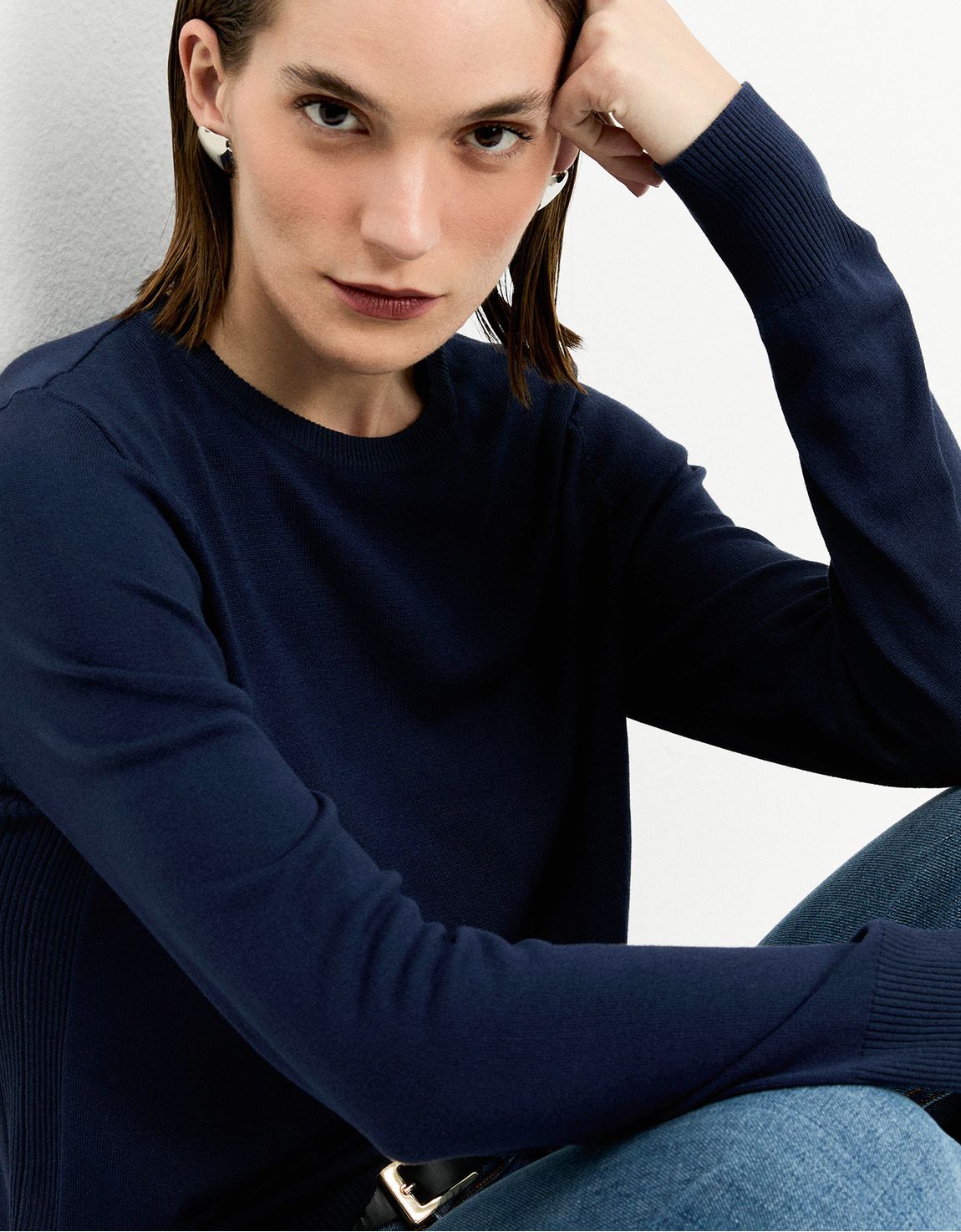 Blusa tricot básico azul