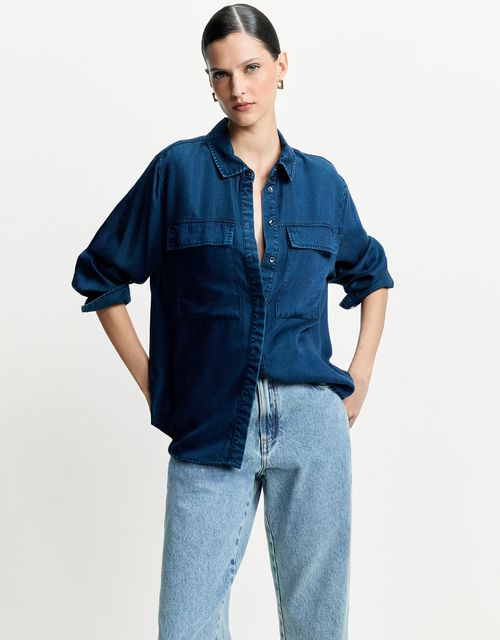 Camisa manga longa liocel jeans