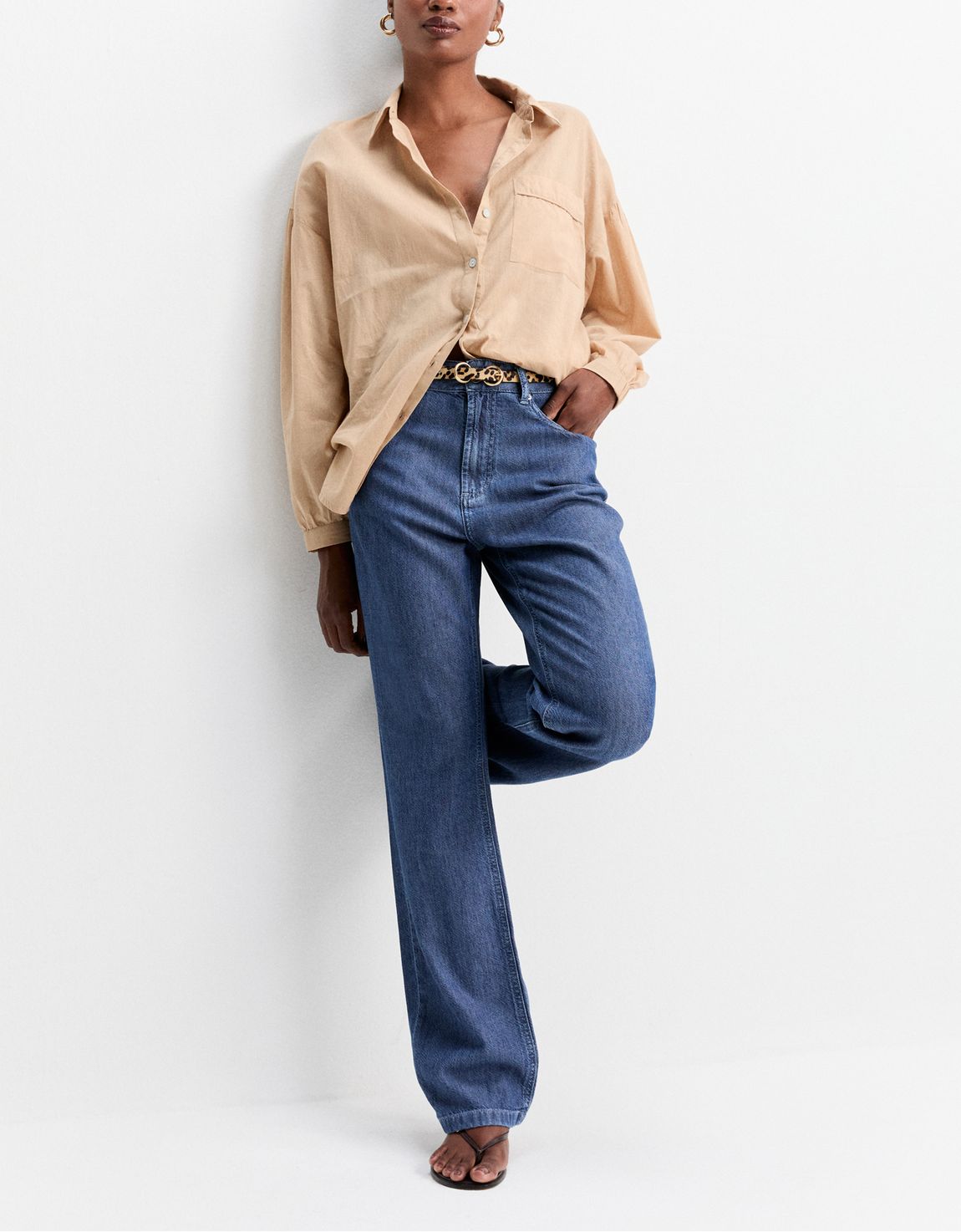Calça jeans liocel reta