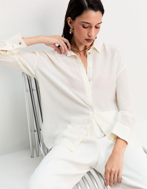 Camisa de seda ampla off white