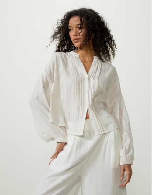 Blusa jacquard listras lurex