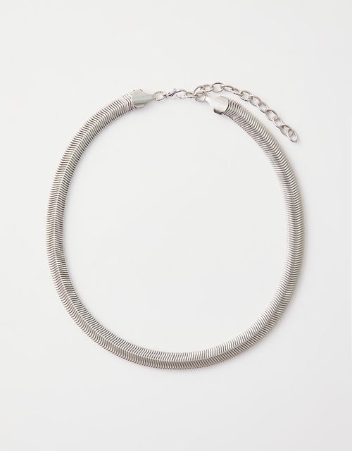 Colar curto corrente snake niquel