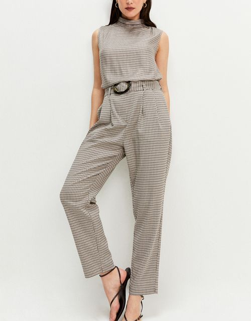 Calça clochard pied de poule xadrez