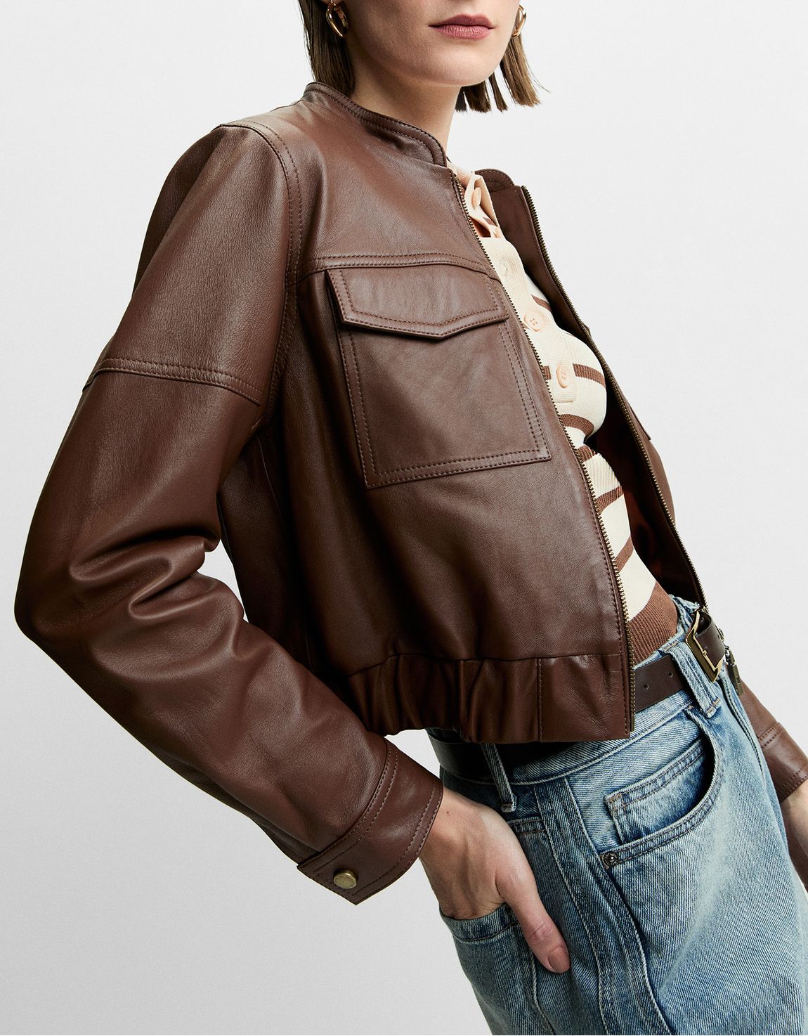 Jaqueta bomber couro