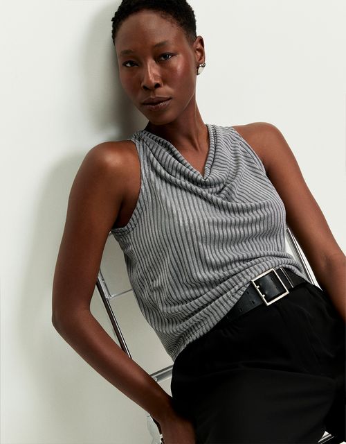 Blusa malha degage lurex