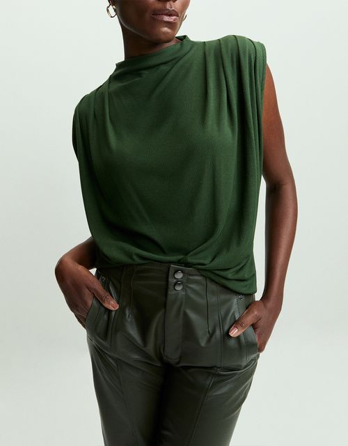 Blusa malha pregas ombros