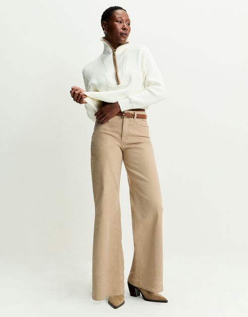 Calça color wide cintura alta
