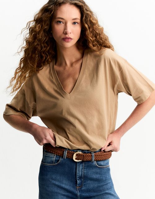 T-shirt boxy decote v
