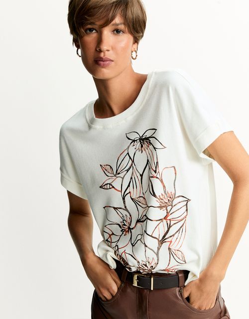 T-shirt cartaz floral foil