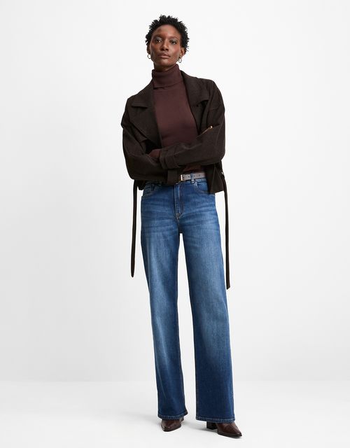 Calça jeans wide slim five pockets
