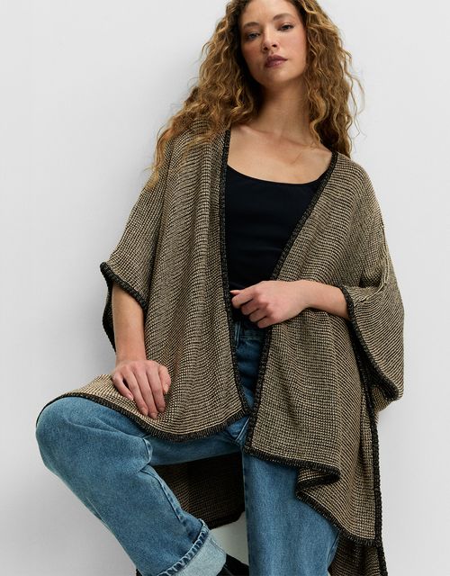 Poncho tricot tweed lurex
