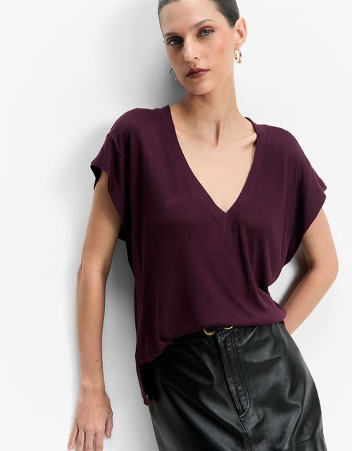 Blusa malha detalhe canelado